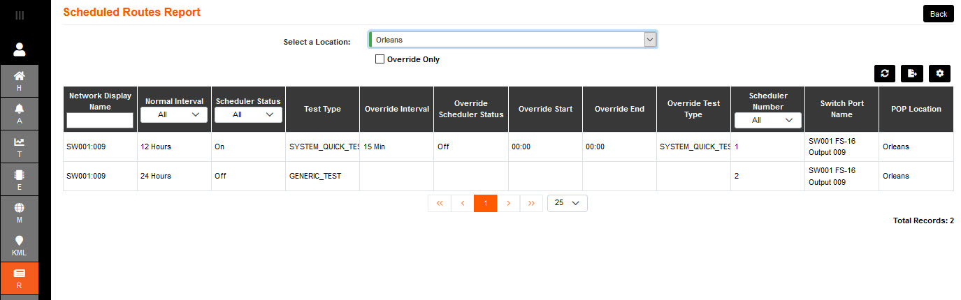 Routes Schedule in reports 2