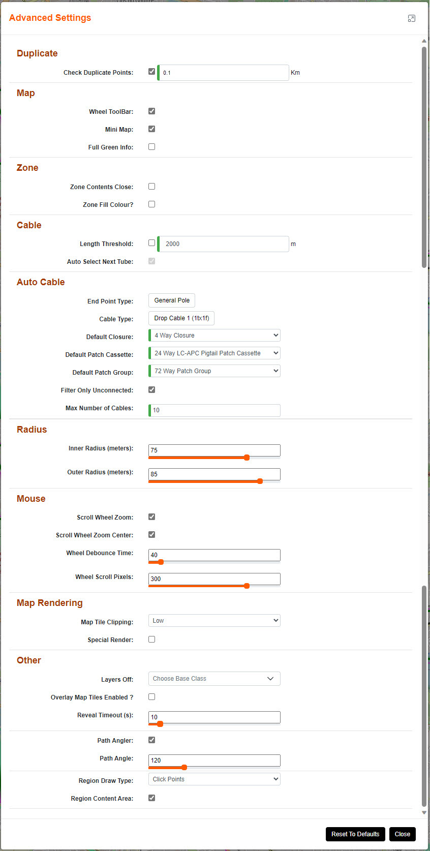 Map Adv Settings