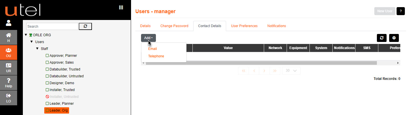 My Account Contact choose