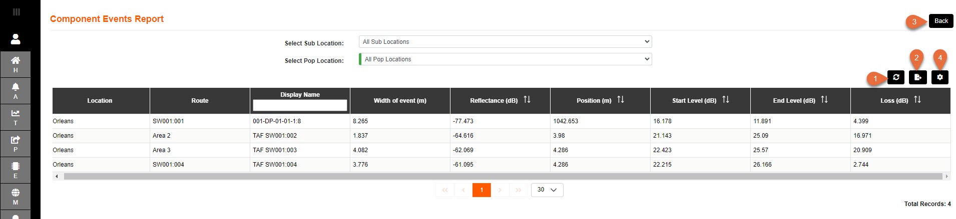 Reports Component Events