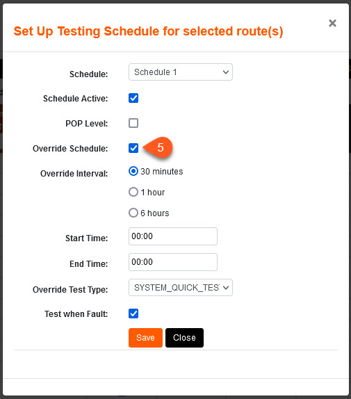 Route Multiple Schedule selected Override