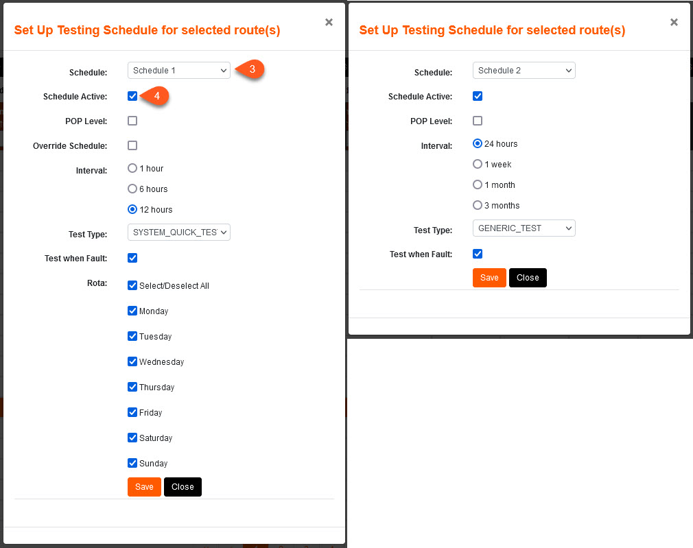 Route Schedule selected 2